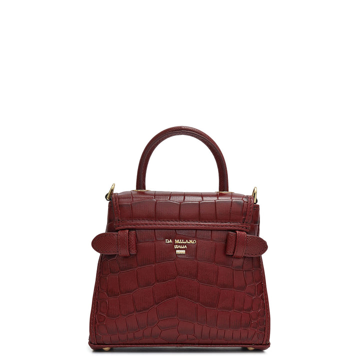 Micro Croco Leather Sling - Cherry