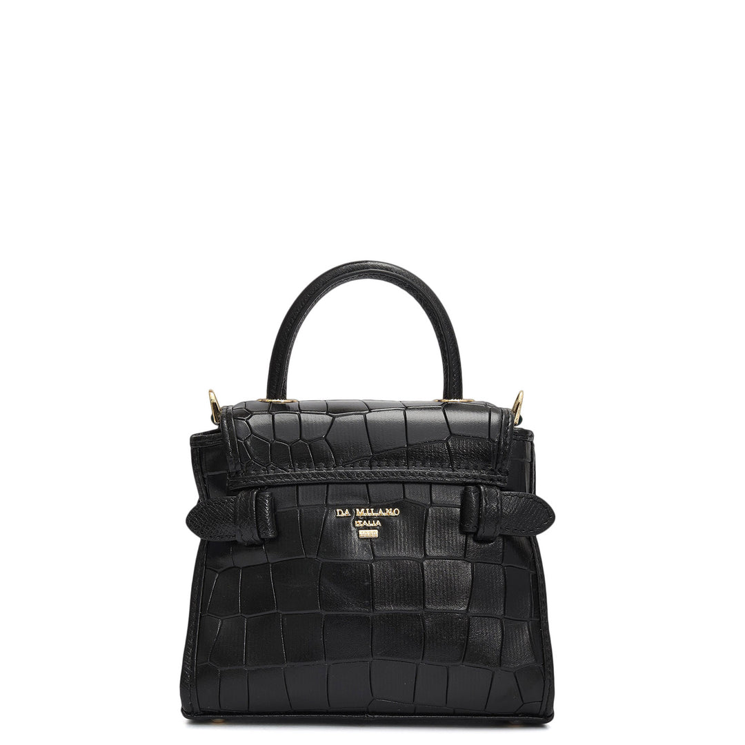 Micro Croco Leather Sling - Black