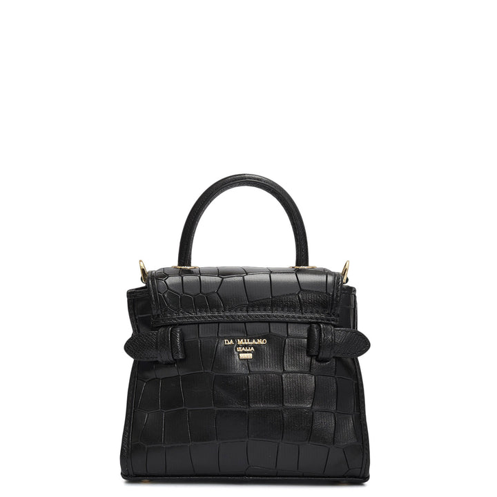 Micro Croco Leather Sling - Black