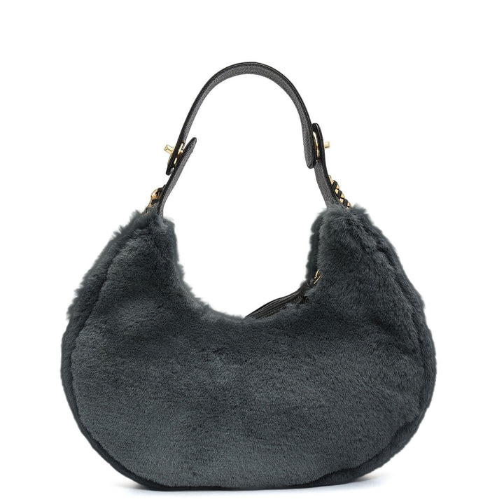 Medium Fur Leather Hobo - Green