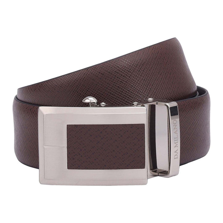 Formal Saffiano Leather Mens Belt-Brown