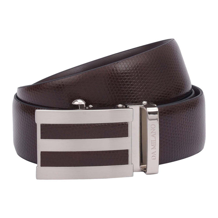 Formal Embossed Leather Mens Belt-Brown