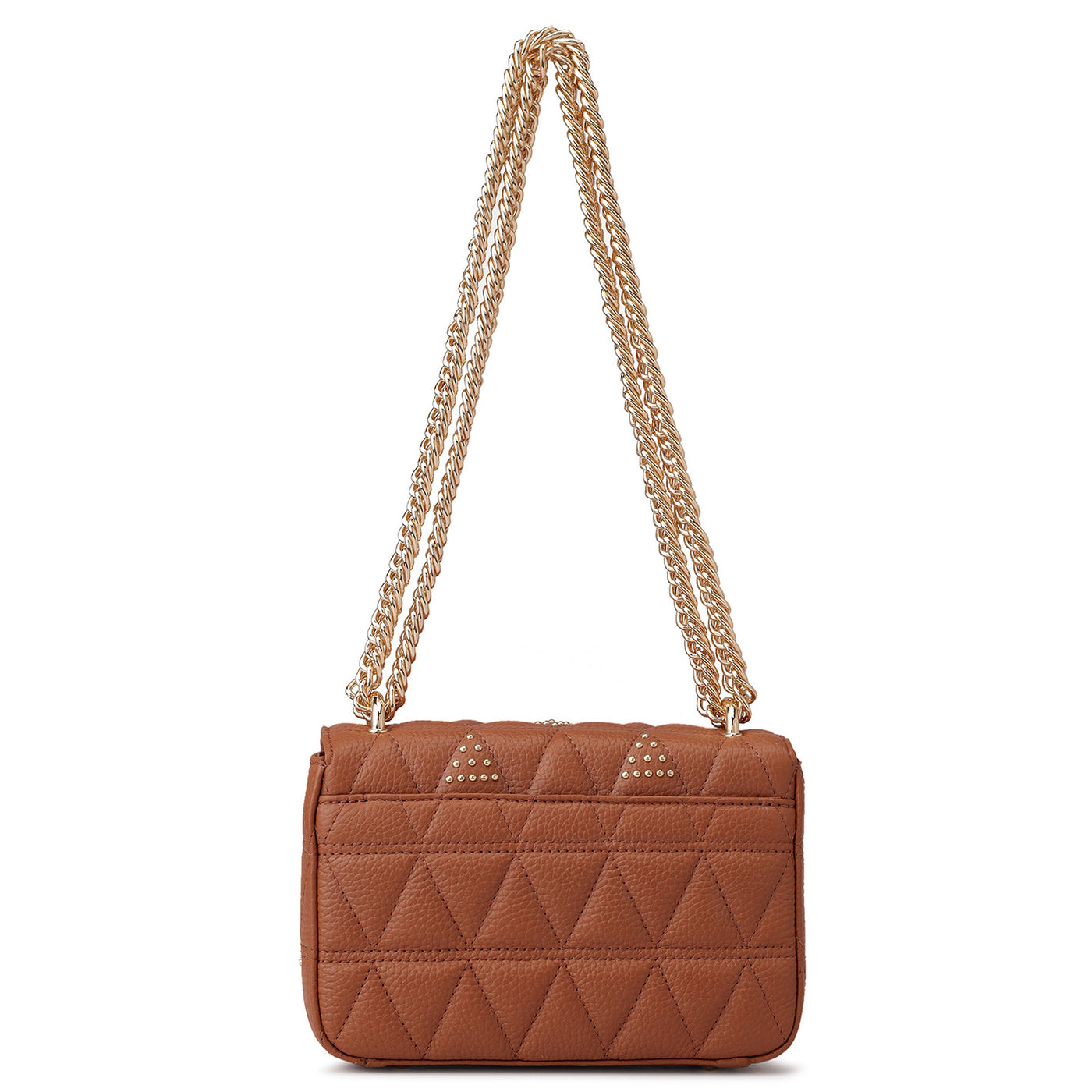Small Quilting Leather Shoulder Bag - Caramel