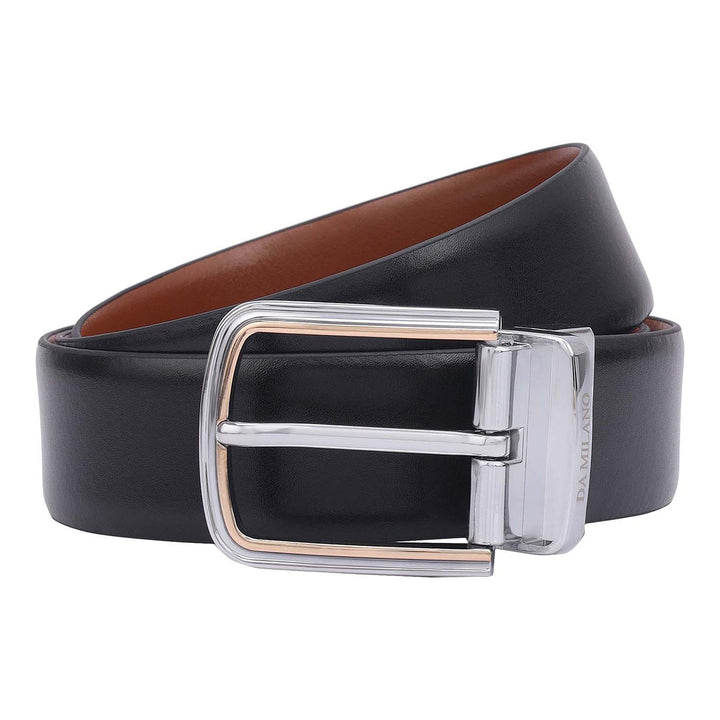 Formal Plain Leather Mens Belt-Black & Cognac