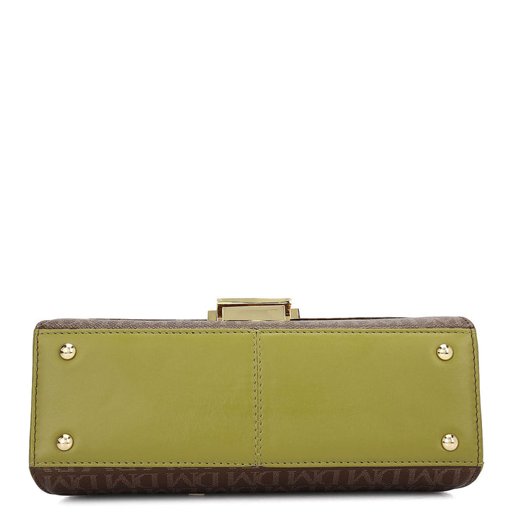 Small Monogram Plain Leather Sling - Walnut & Lime