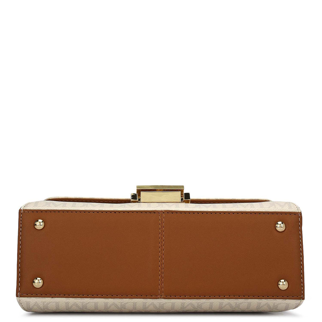 Small Monogram Plain Leather Sling - Marshmallow