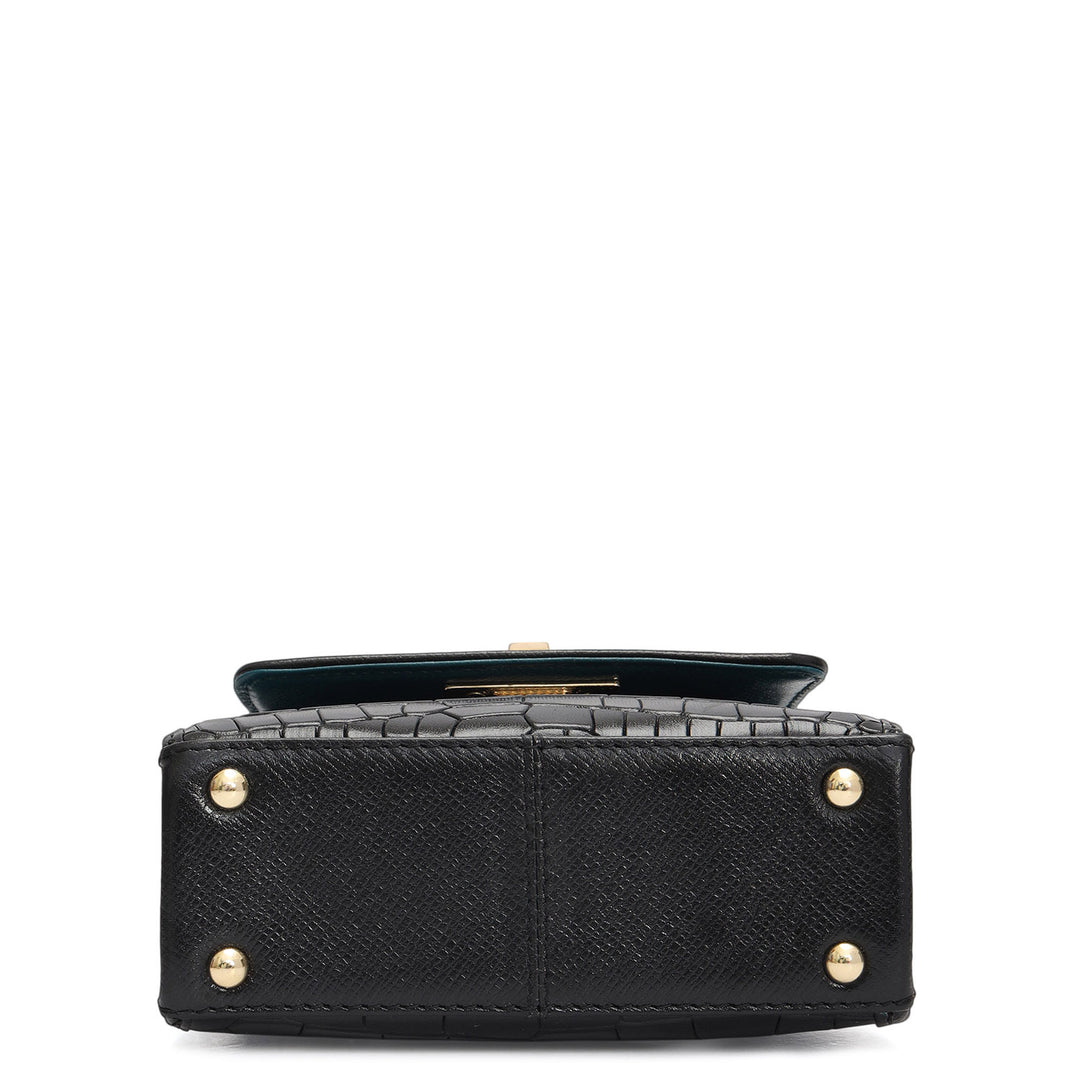 Micro Croco Leather Sling - Black