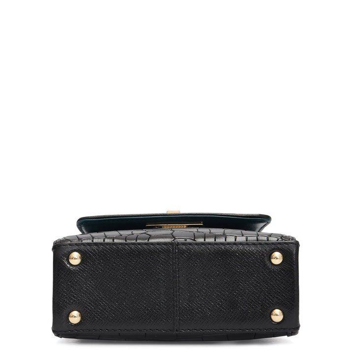 Micro Croco Leather Sling - Black