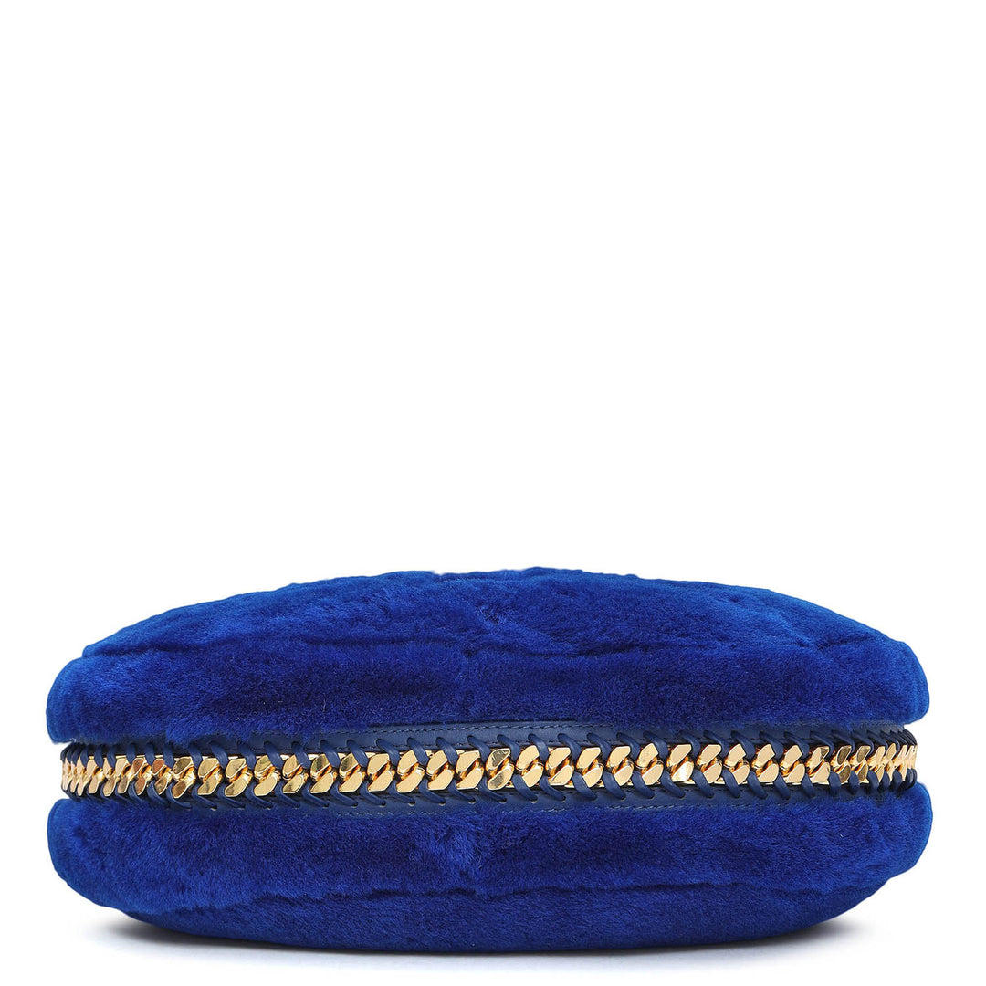 Medium Fur Leather Hobo - Ink Blue