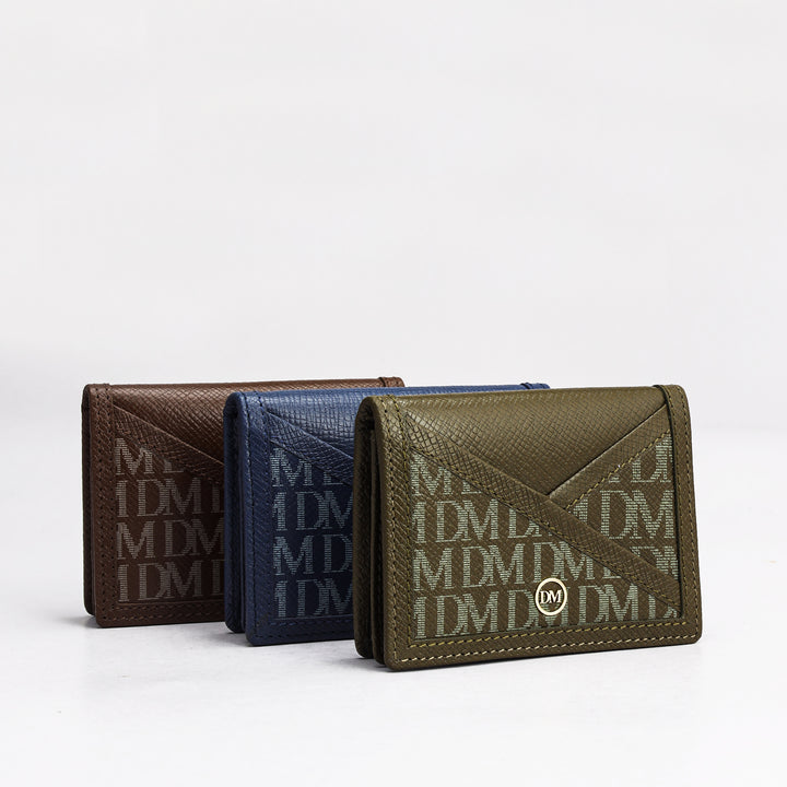 4 Slots Leather Card Case - Military Green