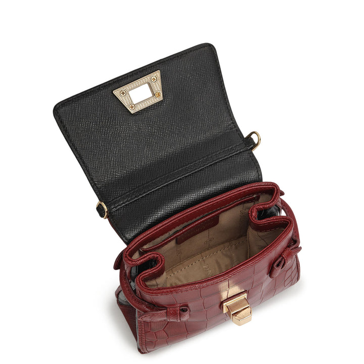 Micro Croco Leather Sling - Cherry