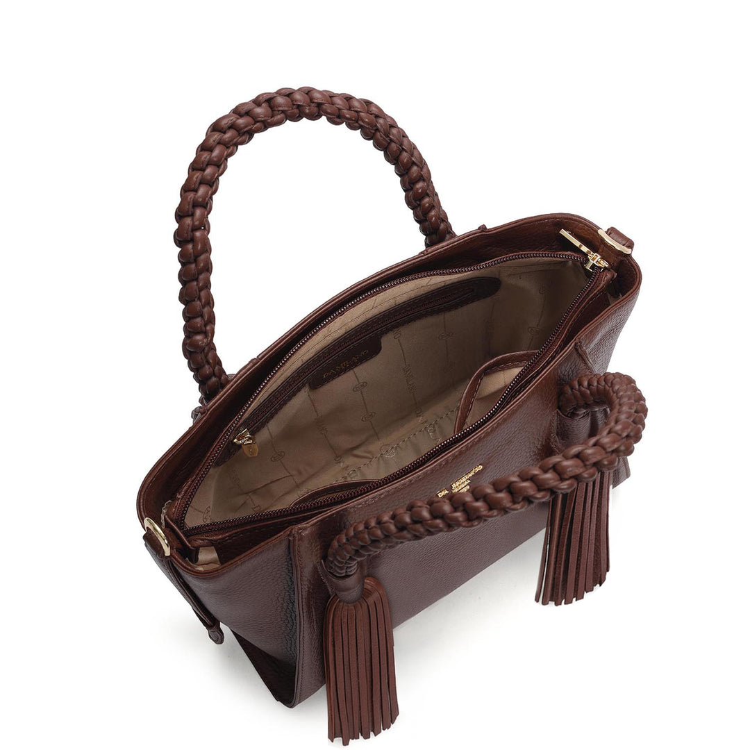 Small Wax Leather Satchel - Espresso