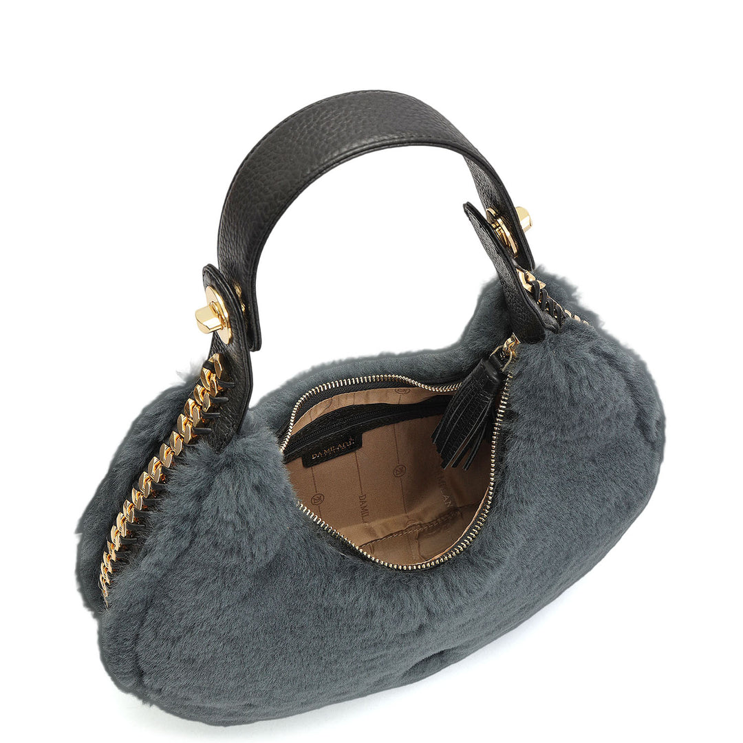 Medium Fur Leather Hobo - Green