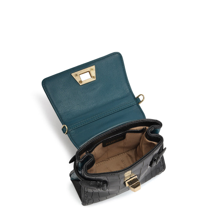 Micro Croco Leather Sling - Black
