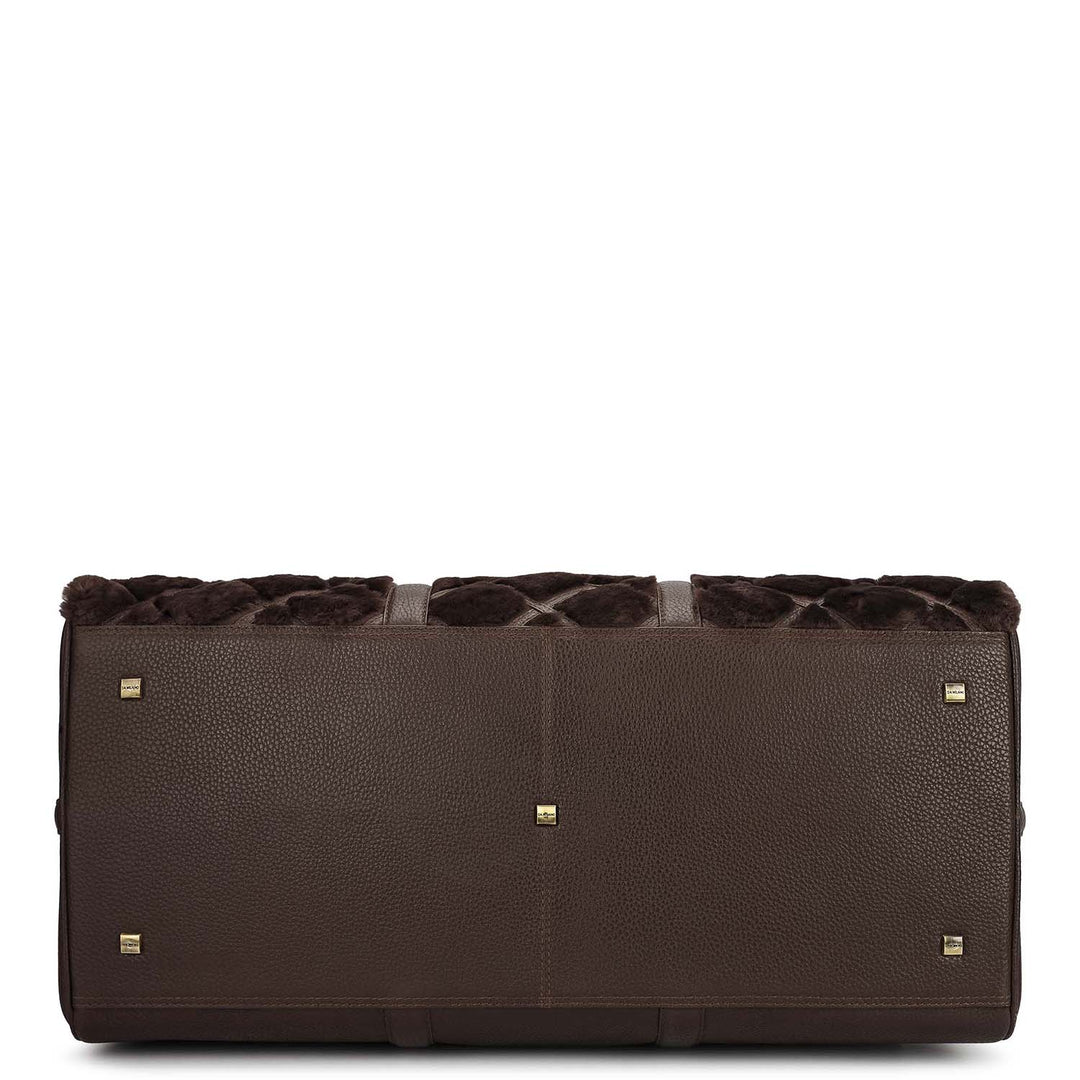 Fur Wax Leather Luggage - Brown