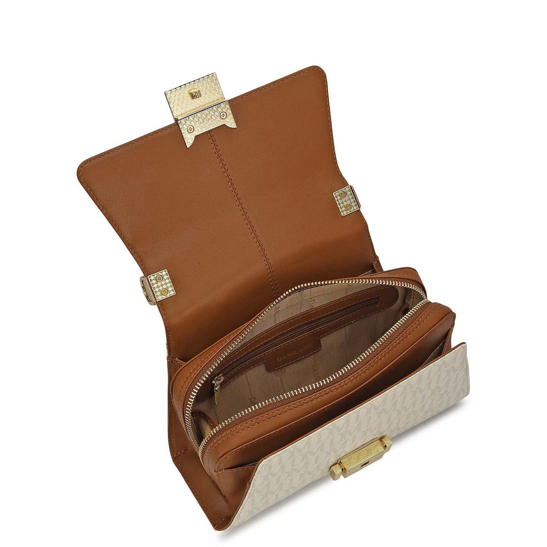 Small Monogram Plain Leather Sling - Marshmallow