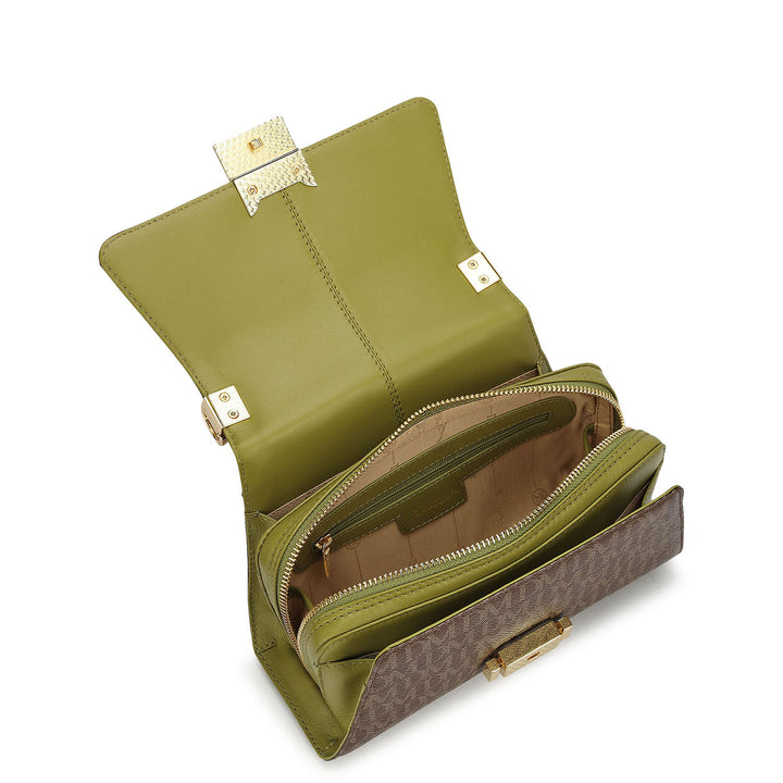 Small Monogram Plain Leather Sling - Walnut & Lime