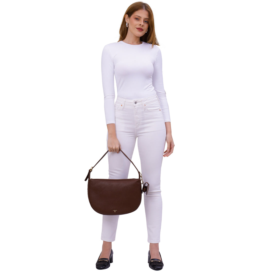 Medium Wax Leather Hobo Bag - Espresso