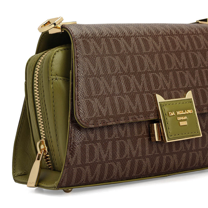 Small Monogram Plain Leather Sling - Walnut & Lime