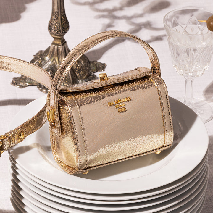 Micro Metallic Leather Sling - Gold