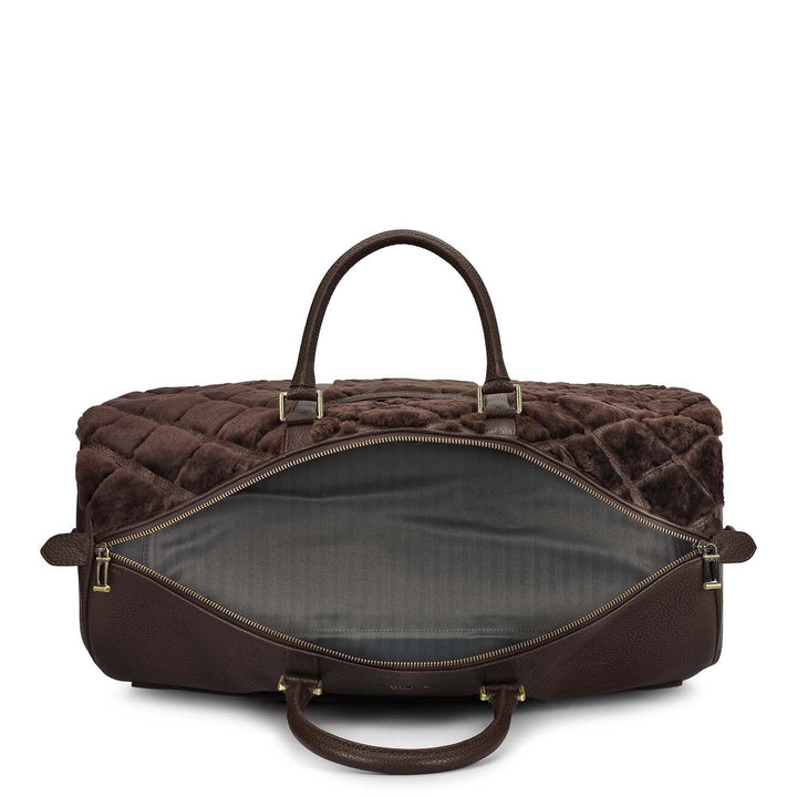 Fur Wax Leather Luggage - Brown