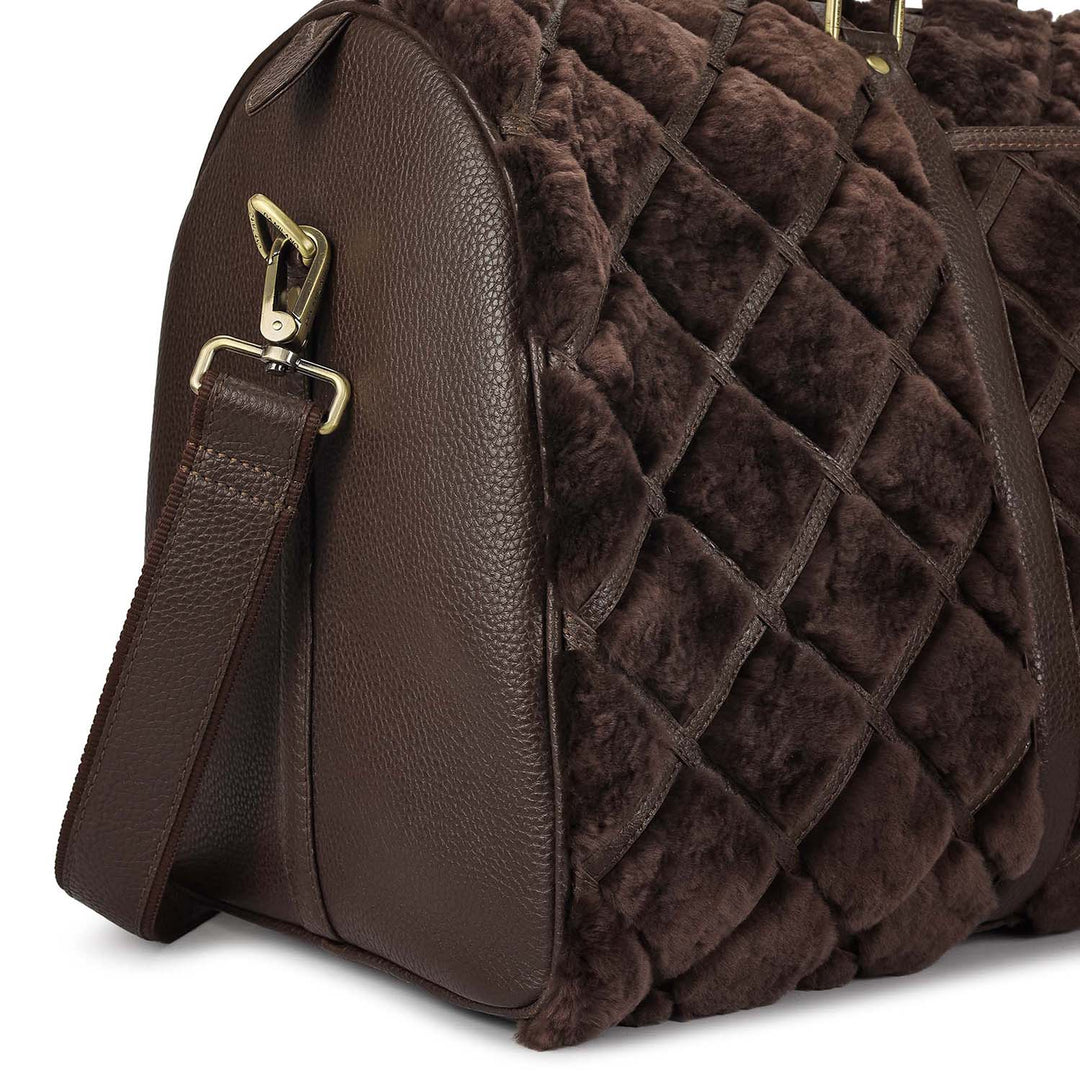 Fur Wax Leather Luggage - Brown