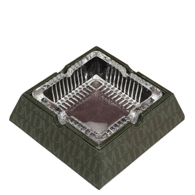 Monogram Leather Ash Tray - Petrol Green