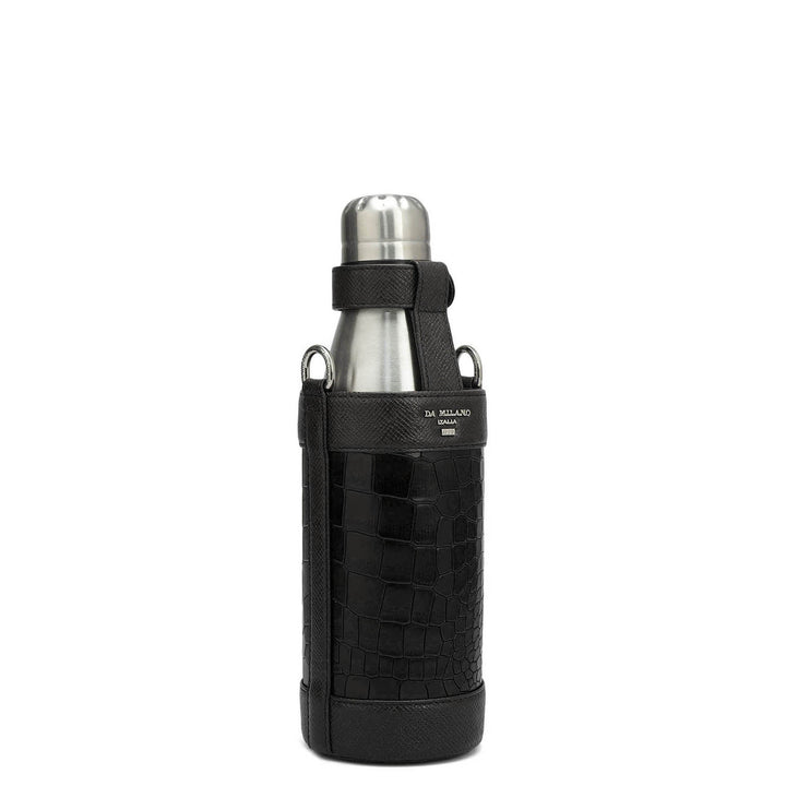 Croco Franzy Leather Bottle Case - Black