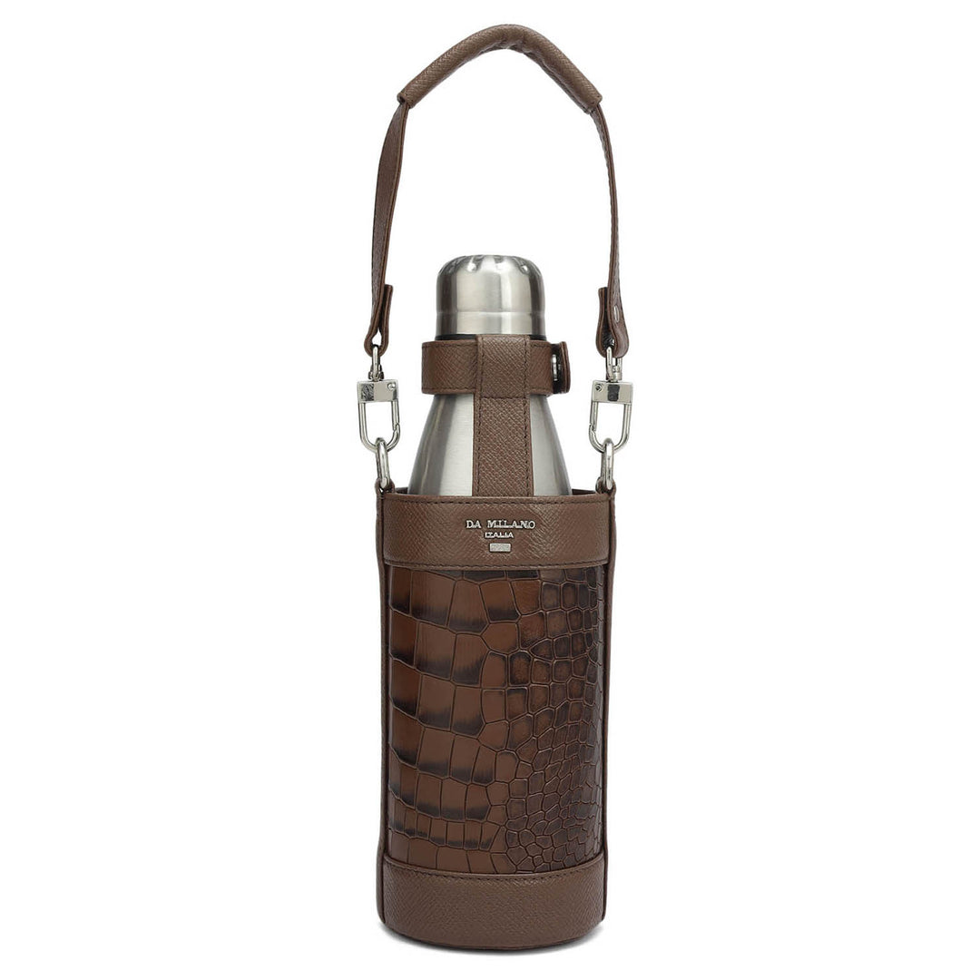 Croco Franzy Leather Bottle Case - Date