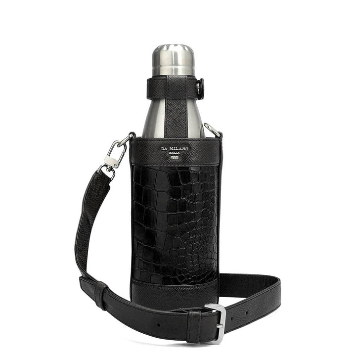 Croco Franzy Leather Bottle Case - Black