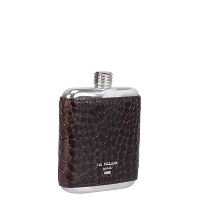 Croco Leather Bottle Case - Brown