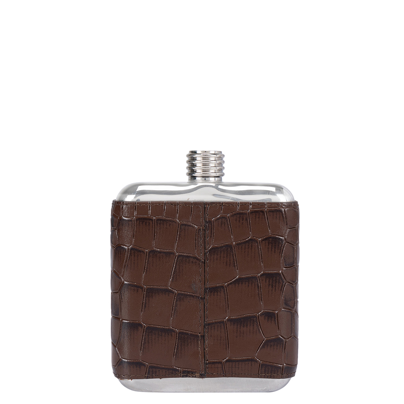 Croco Leather Bottle Case - Brown
