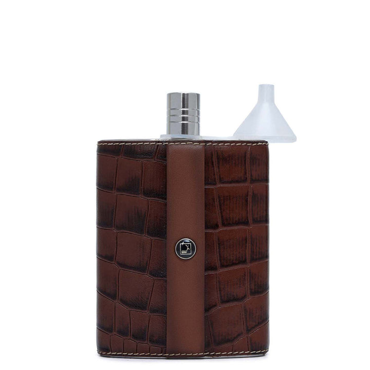 Croco Plain Leather Bottle Case - Date