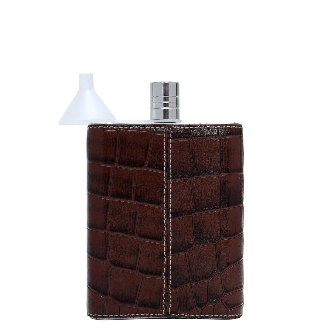 Croco Plain Leather Bottle Case - Date