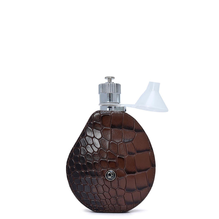 Croco Franzy Leather Bottle Case - Walnut
