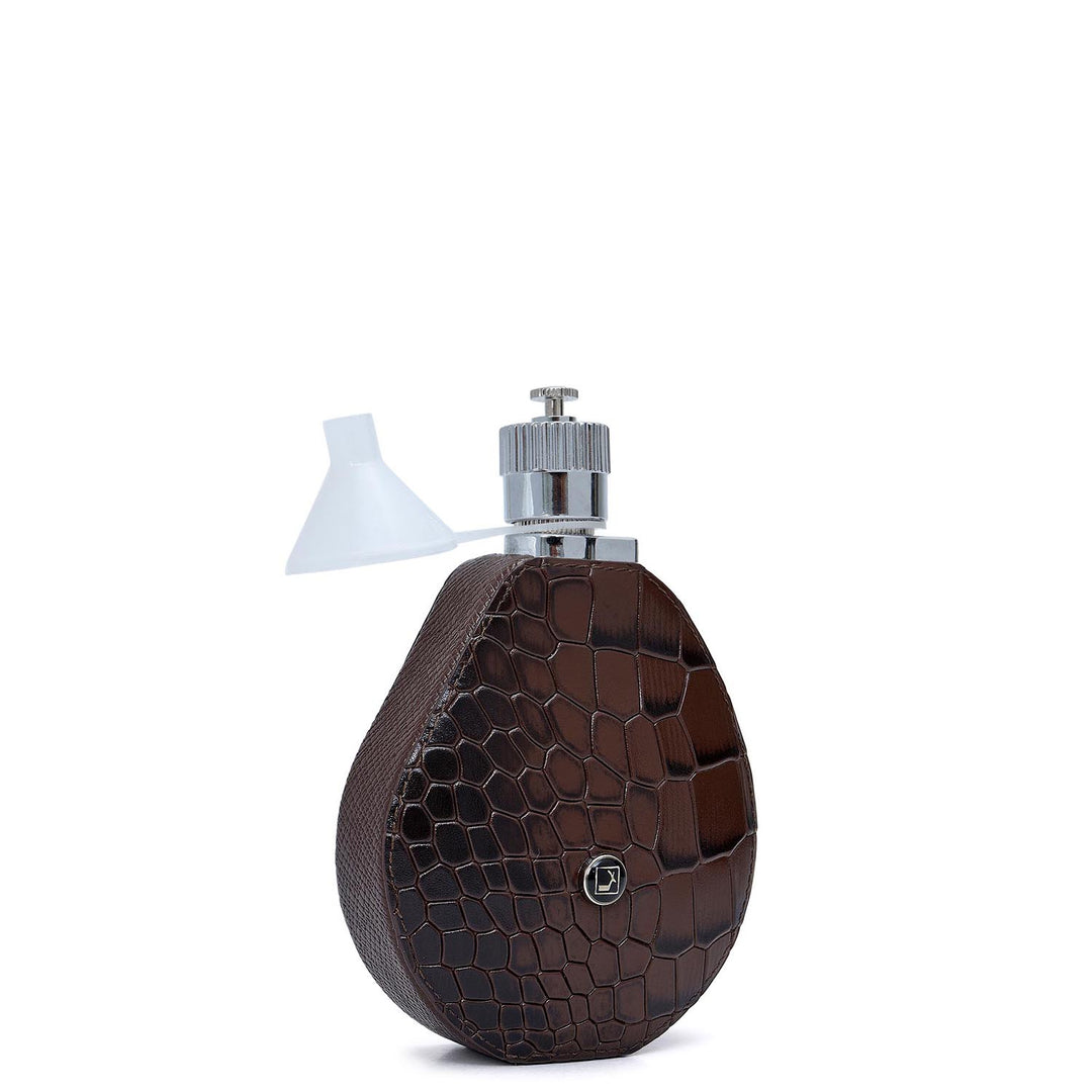 Croco Franzy Leather Bottle Case - Walnut