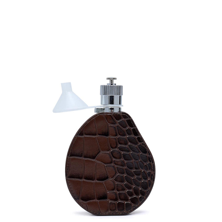 Croco Franzy Leather Bottle Case - Walnut