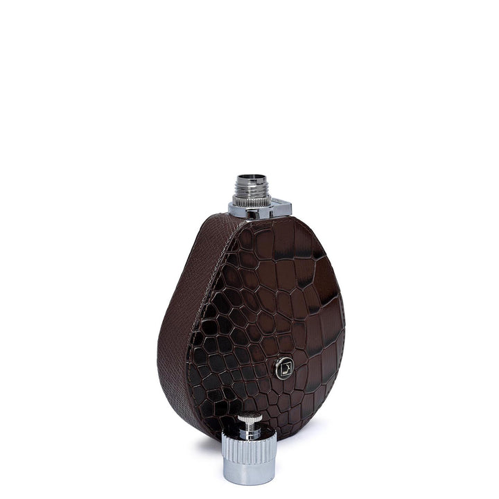 Croco Franzy Leather Bottle Case - Walnut