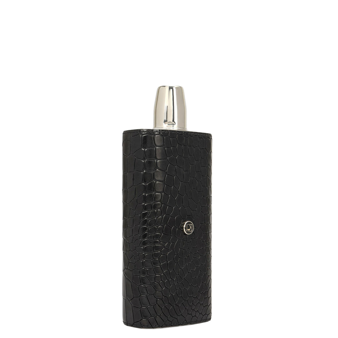 Croco Leather Bottle Case - Black