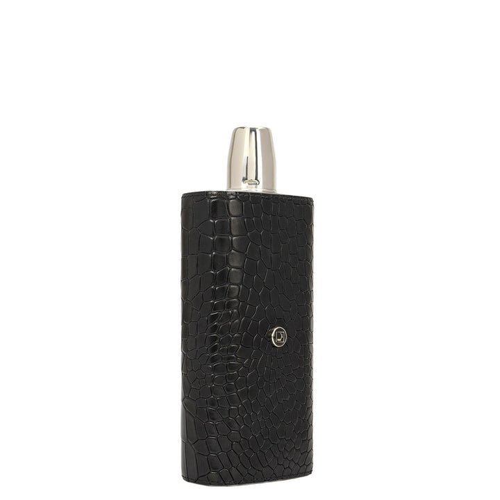 Croco Leather Bottle Case - Black