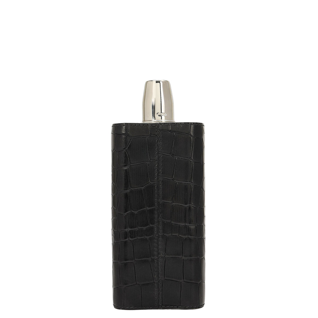 Croco Leather Bottle Case - Black