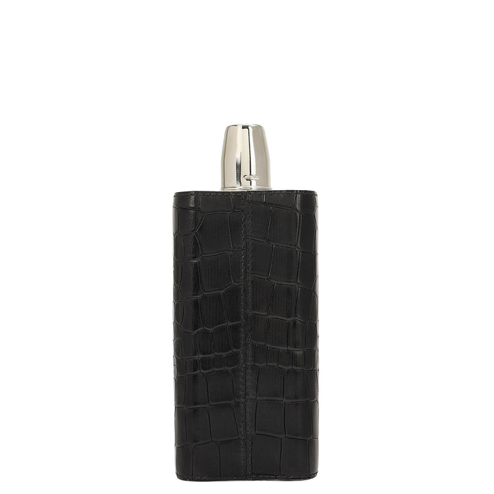 Croco Leather Bottle Case - Black