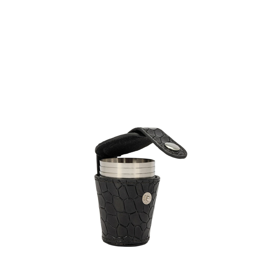 Croco Leather Bottle Case - Black