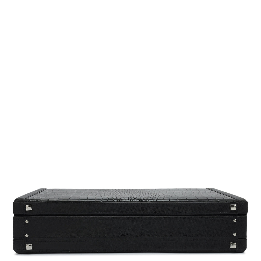 Croco Franzy Leather Briefcase - Black