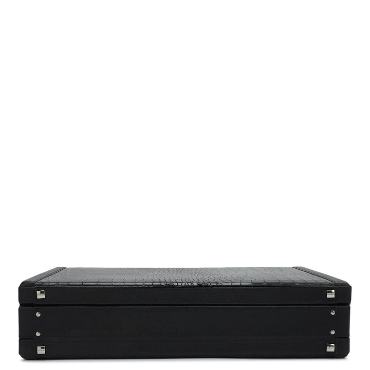 Croco Franzy Leather Briefcase - Black