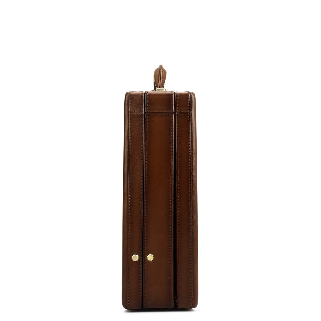 Signato Leather Brief Case - Cognac