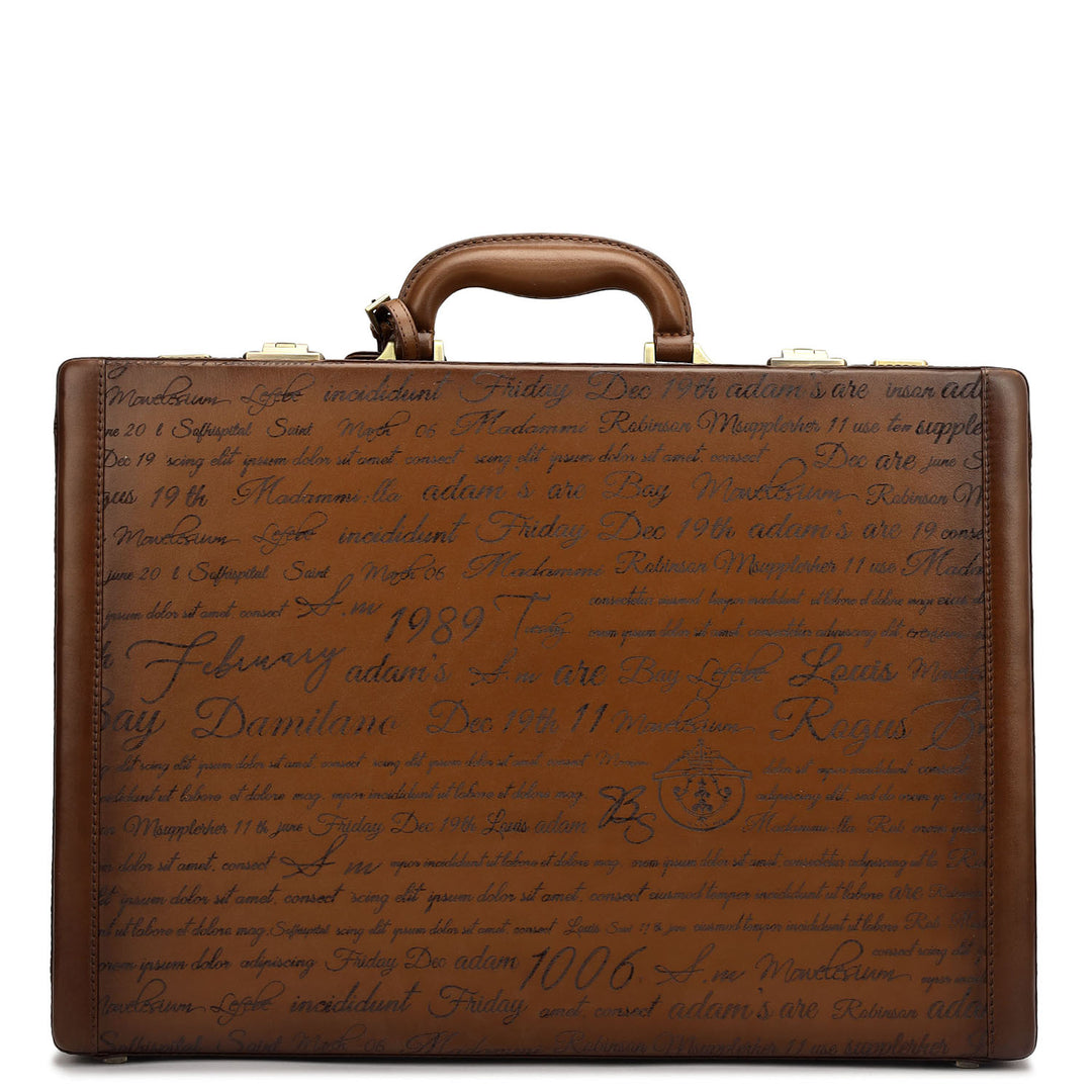 Signato Leather Brief Case - Cognac