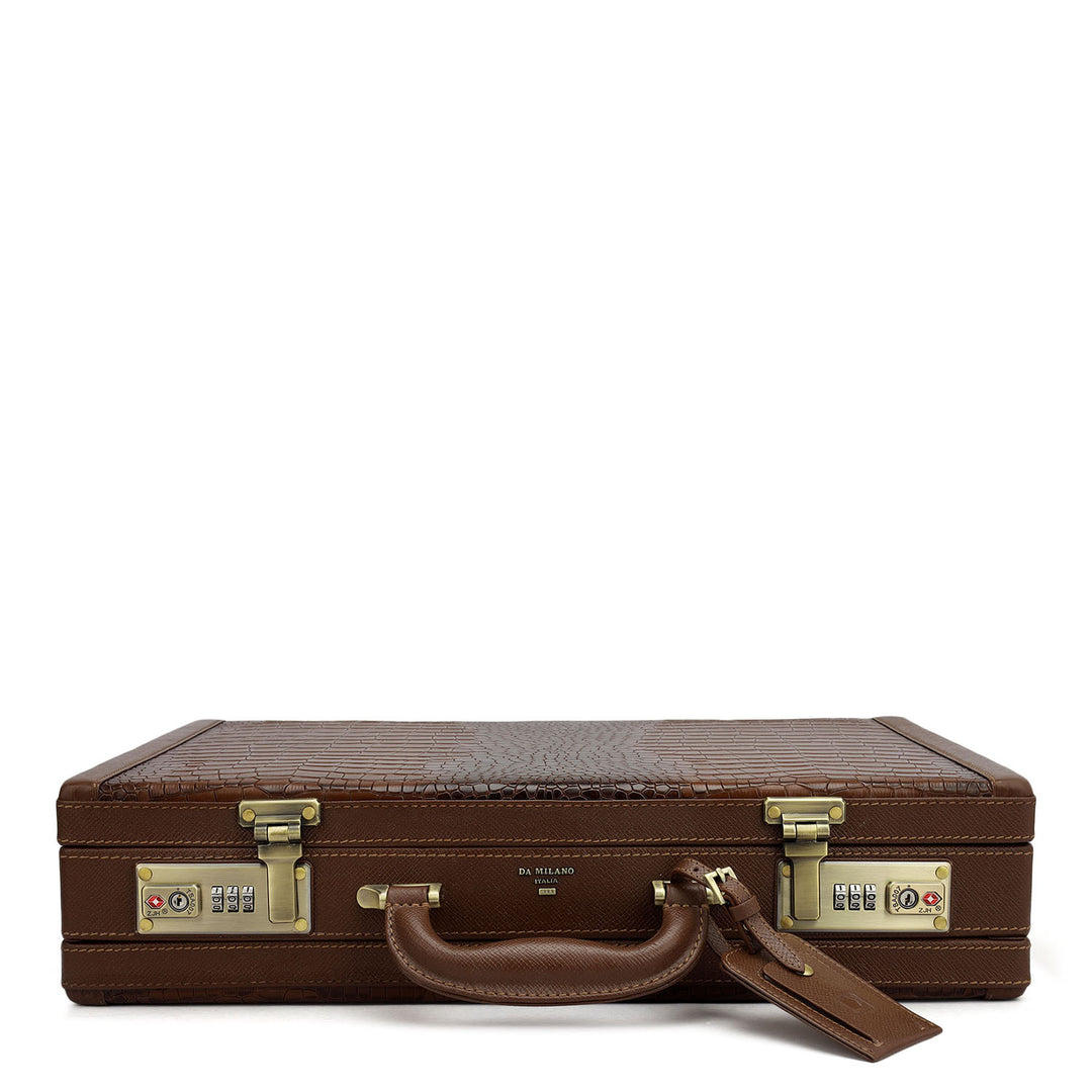 Croco Franzy Leather Brief Case - Date