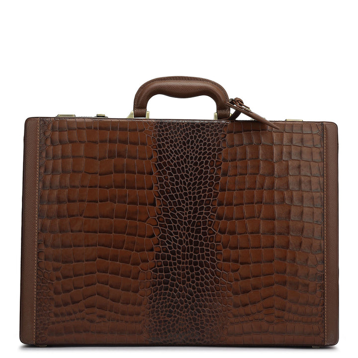 Croco Franzy Leather Brief Case - Date