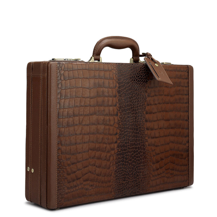 Croco Franzy Leather Brief Case - Date